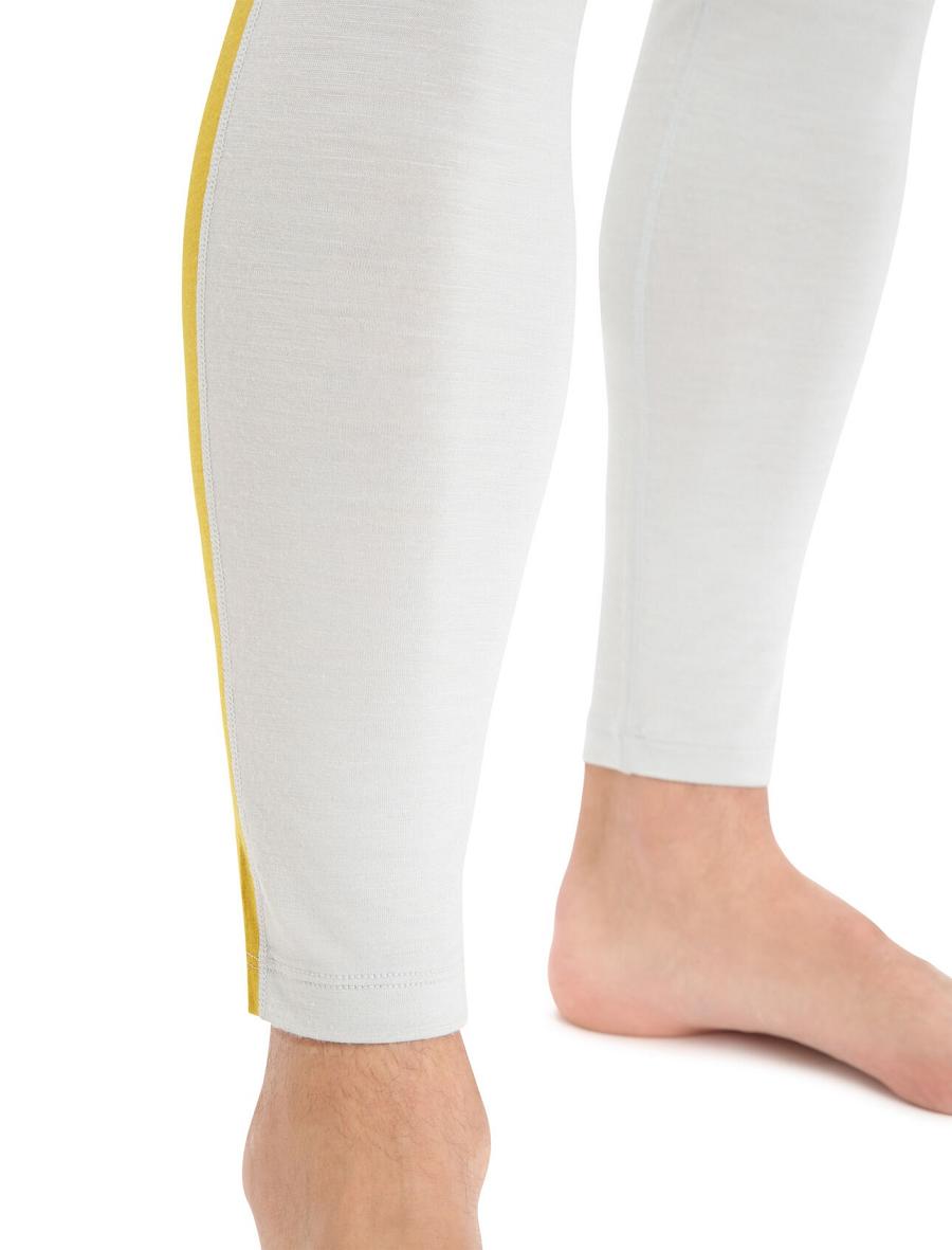 Men's Icebreaker Merino 200 Sonebula Thermal Leggings Base Layers Ether / Silent Gold | CA 1583LISH